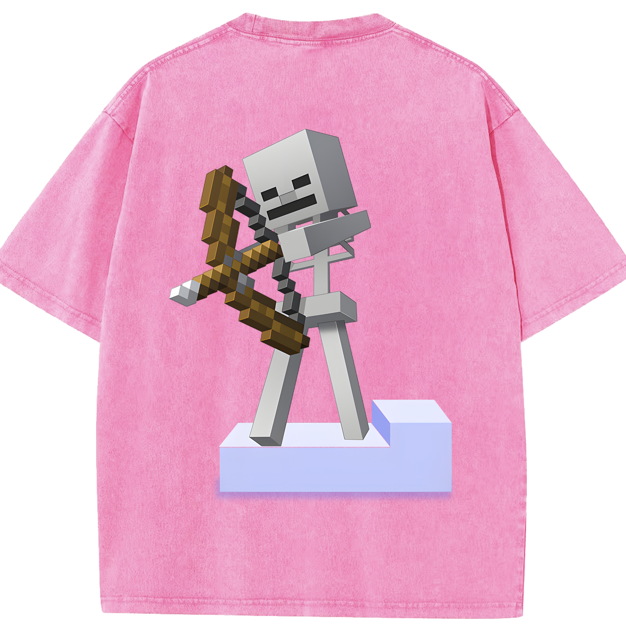 （画像用） マインクラフト ブロックの世界 Minecraft MC Block world 綿100% ヴィンテージ風 半袖Tシャツ（背面プリント）